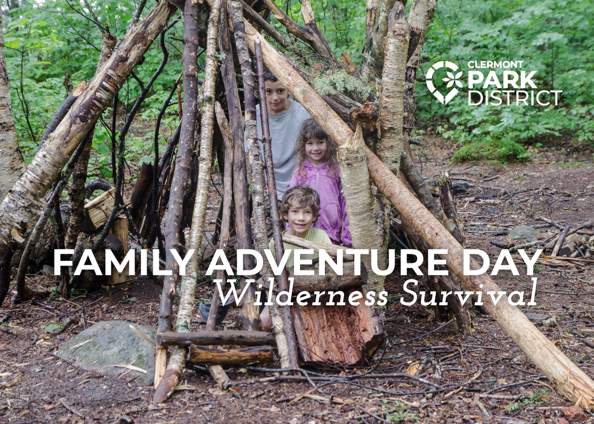 Children playing in a forest fort they built